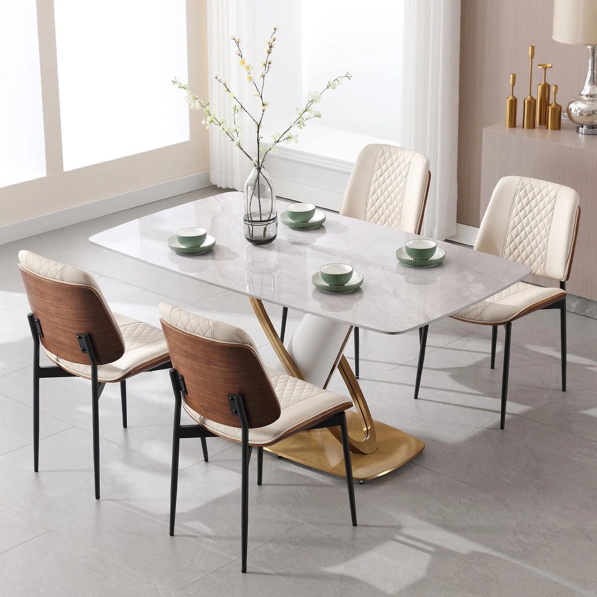 Mid Century Modern Faux Leather Dining Chairs Set of 2 O951119
