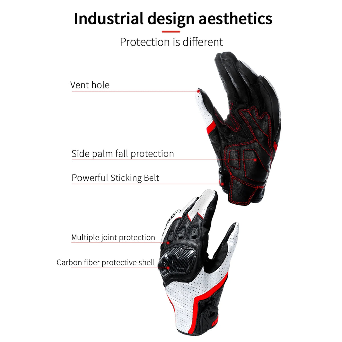 Motorcycle Gloves with Carbon Fiber Protective Hard Knuckles A240