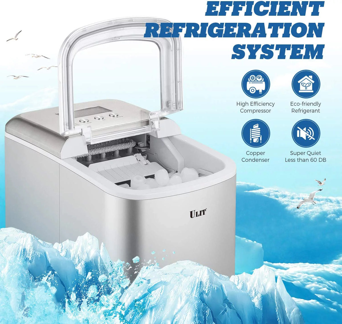 Countertop Ice Maker with Ice Scoop and Basket, Silver I3174