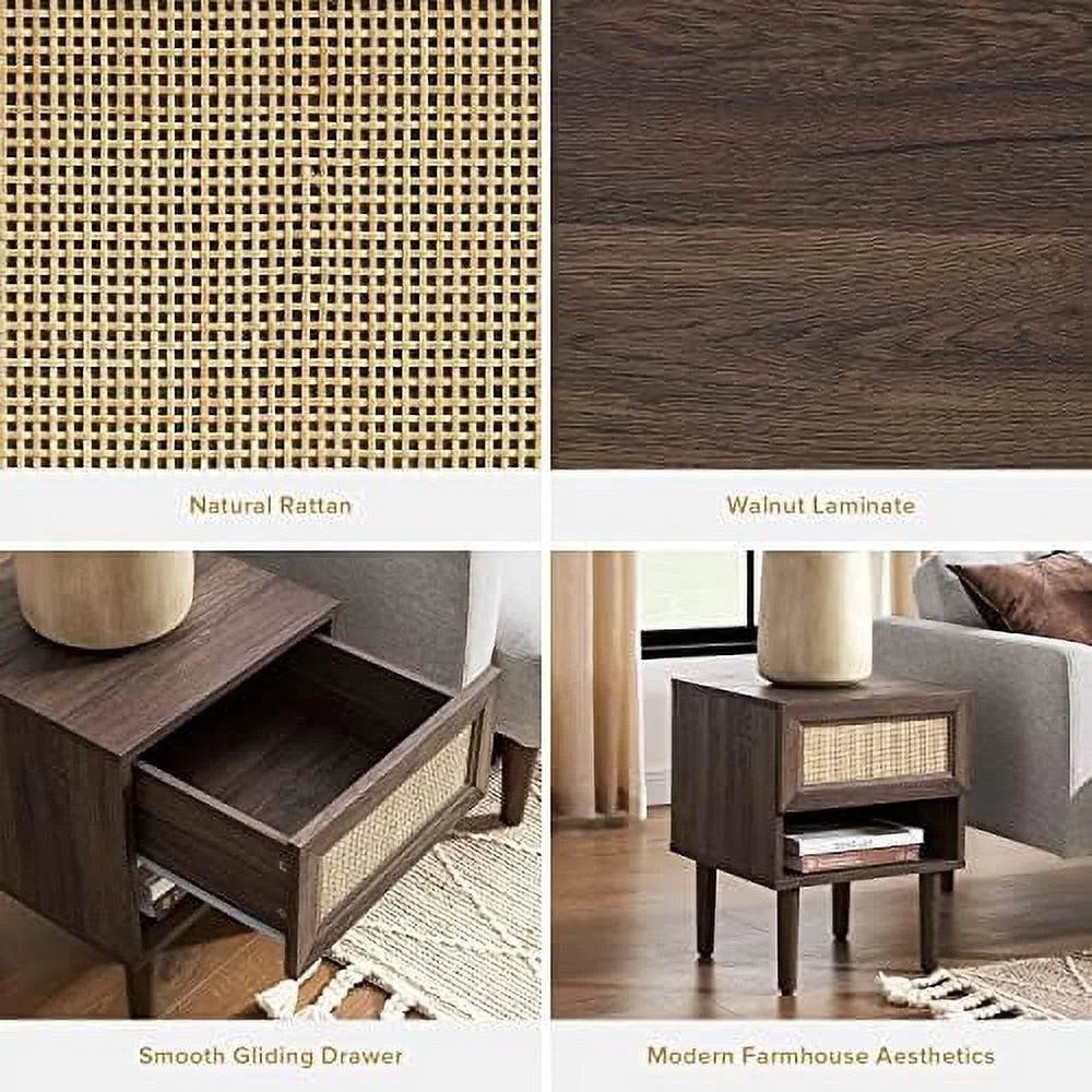 Charcoal Nightstand Set 2 with Drawers V663765