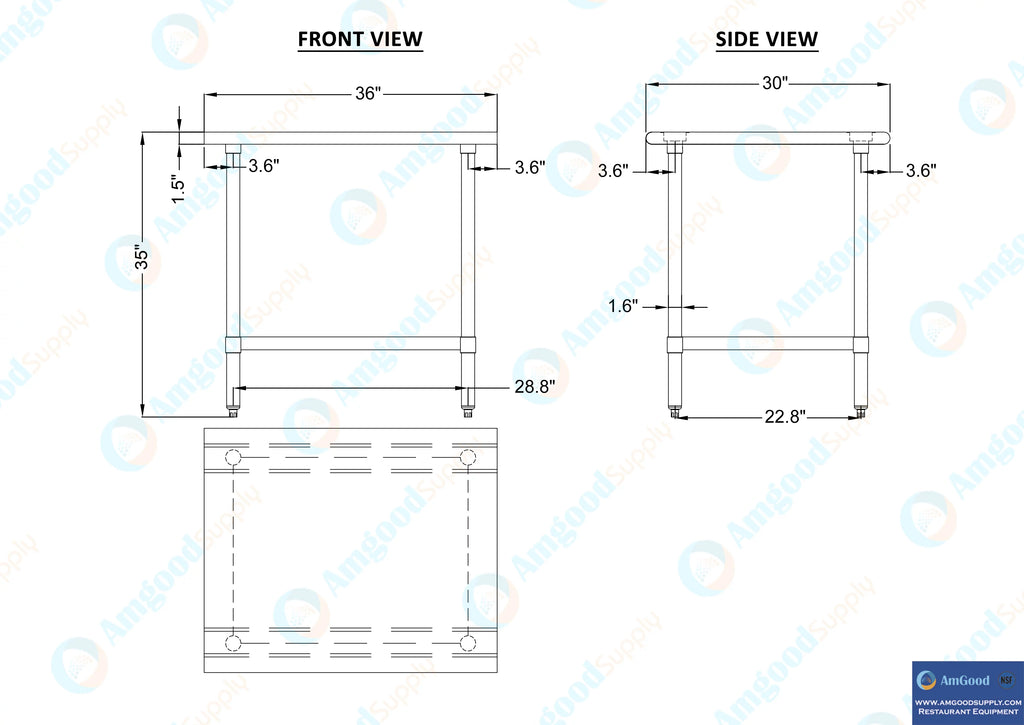 36" Stainless Steel Work Table with Undershelf K8344