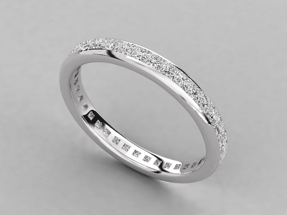 1.70MM Princess Cut Colorless Moissanite Eternity Band, 925 Silver I67108