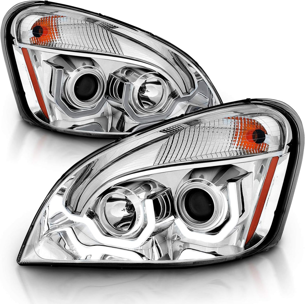 Black Projector Replacement Headlights Dual LED Bar Set Pair Q168