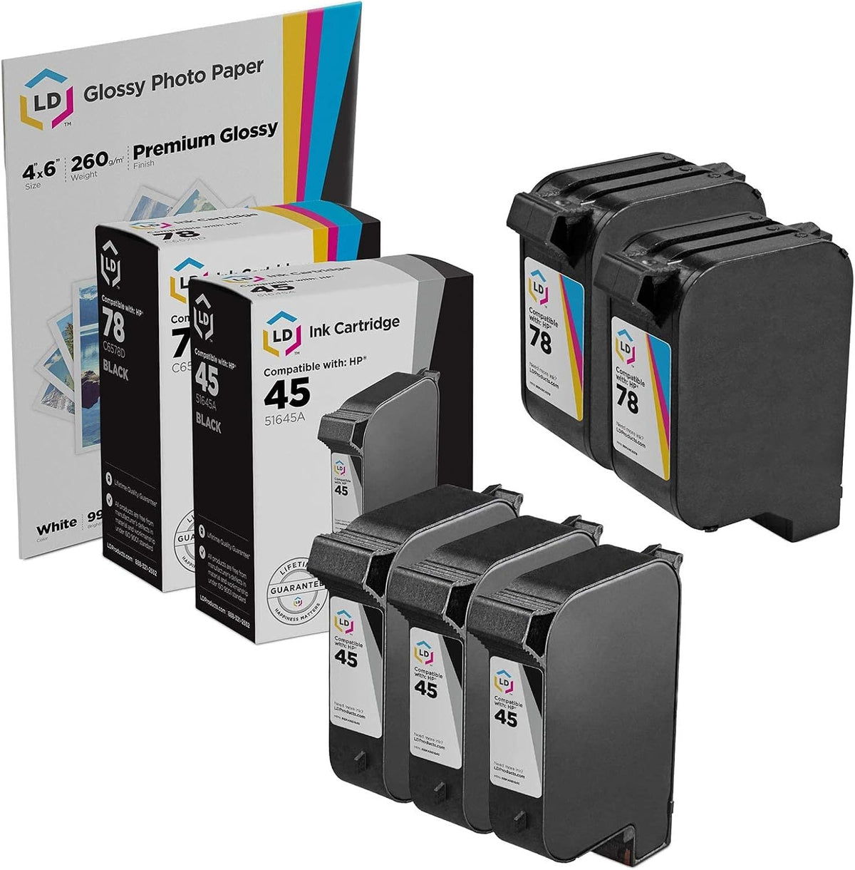 5-Pack Remanufactured Ink Cartridge (3 Black, 2 Color) I966