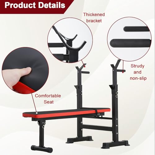 Adjustable Weight Bench with Squat Rack 660lbs Foldable N806576