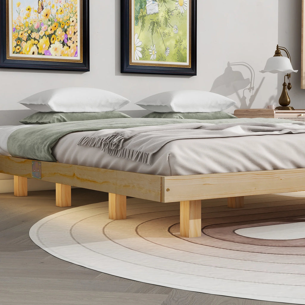 White Full Size Floating Bed Frame with LED Lights J375574