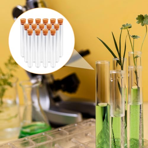 15 PCS 15ml Clear Plastic Test Tubes with Cork Stoppers L290