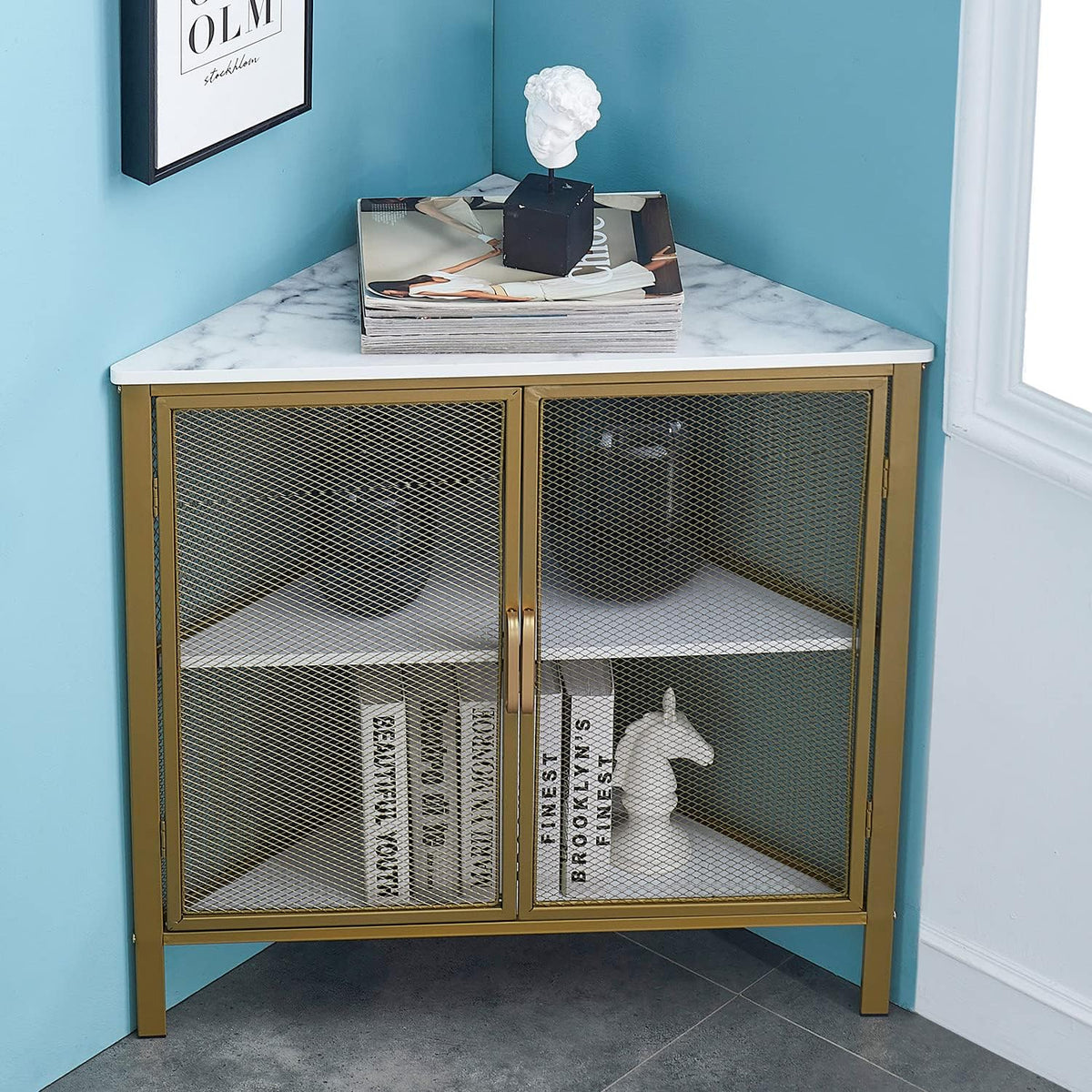 3-Tier Corner Shelf with Ventilation Door V658