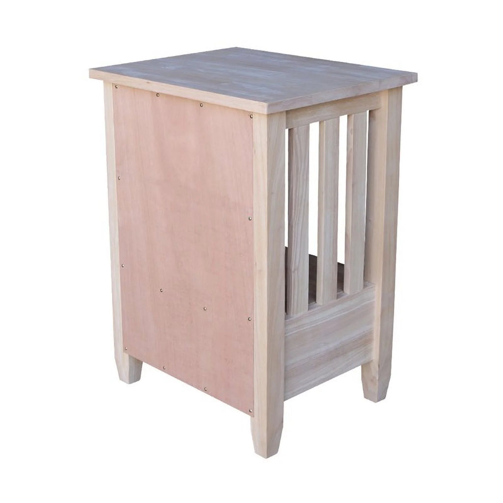 Solid Wood Unfinished End Table with Drawer Y77474