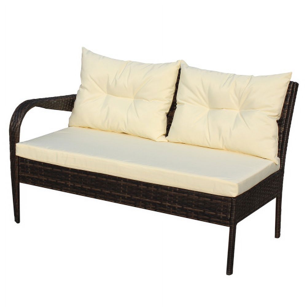 3 Piece Wicker Rattan Sectional Sofa with Beige Seat Cushions Z553869