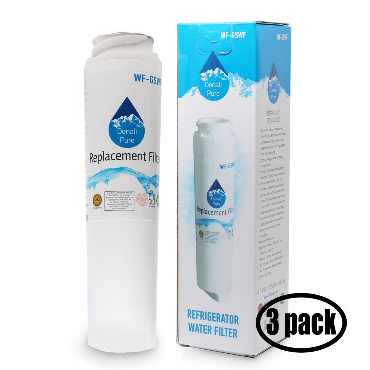 3-Pack Replacement Water Filter for Refrigerator X91445