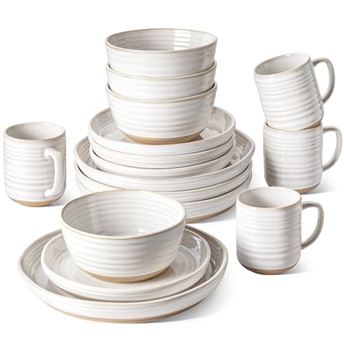 16 Piece Stoneware Dinnerware Set, Arctic White R845670