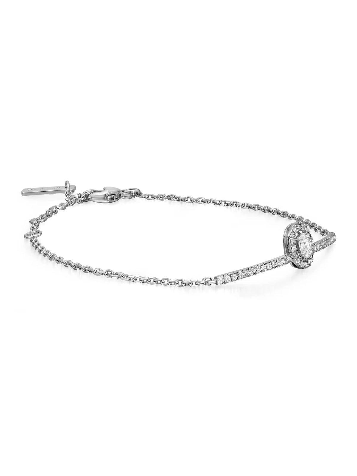 18K White Gold Diamond Chain Bracelet L214