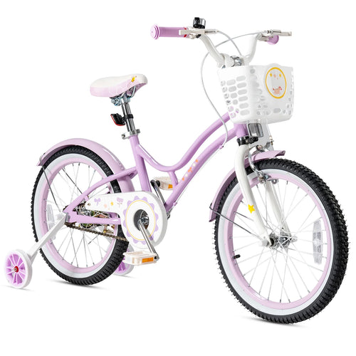 18 Inch Kids Bike with Training Wheels & Basket Purple X780