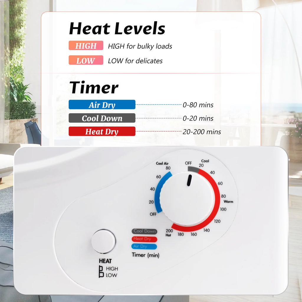 850W Portable Front Load Electric Clothes Dryer with 5 Drying Modes X407230