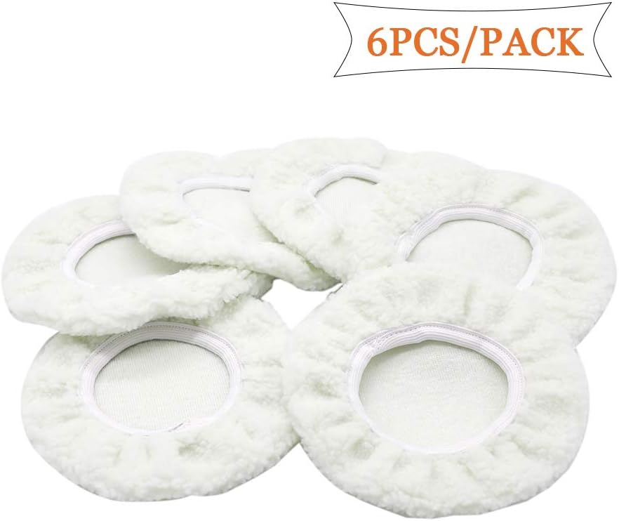 Cotton Polishing Bonnet Buffing Pad Cover for 5 to 6 Car Polisher Pack of 6Pcs U5463