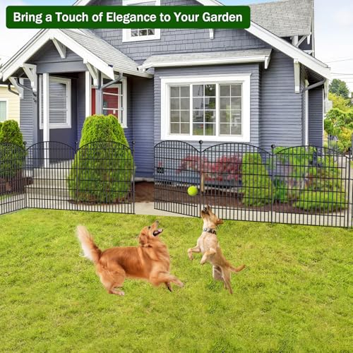 10 Panels No Dig Decorative Garden Fence 40 in x 23.6 ft Rustproof Metal Fencing L570