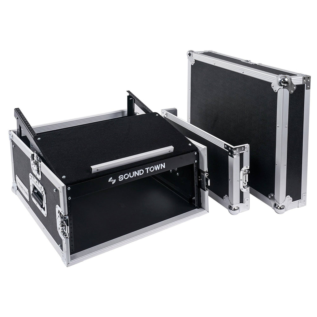 4U PA Rack Case with 11U Slant Mixer Top, 20 Rackable Depth, 4-Space Size D1113