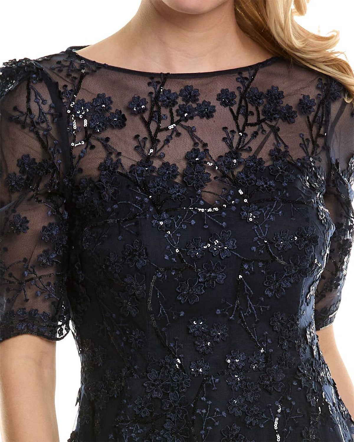 Embroidered Lace Midi Dress, 16, Blue G830770