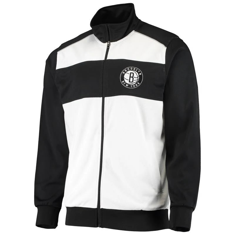 White Black Full-Zip Track Jacket Large F967512