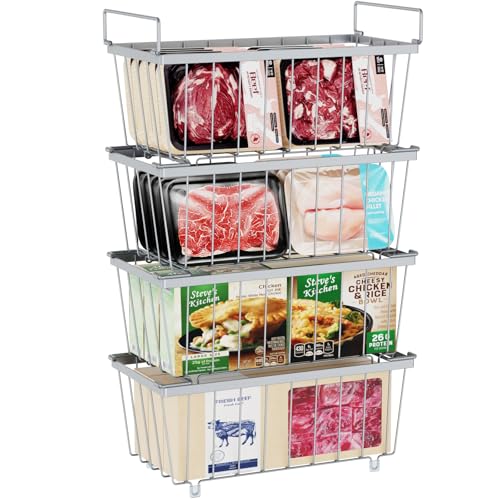 4 Pack Stackable Small Freezer Organizer Bins, White I7466
