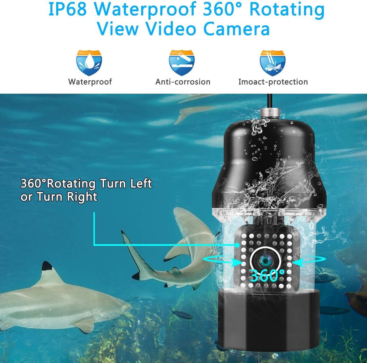 Waterproof 360° Rotating View Underwater Ice Fishing Camera with 9 inch LCD Monitor Q426315