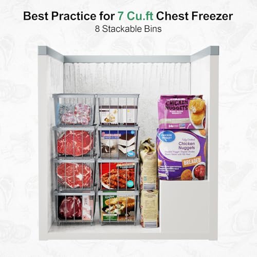 4 Pack Stackable Small Freezer Organizer Bins, White I7466