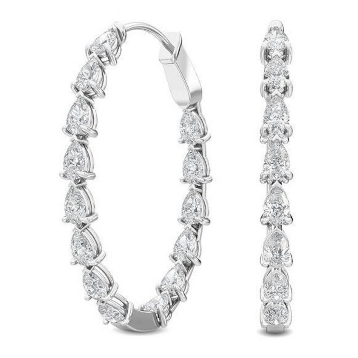 14K White Gold Hoop Earrings K6838