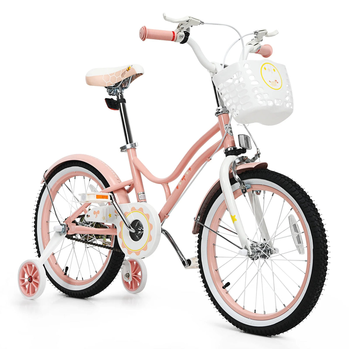 18 Inch Kids Bike with Training Wheels & Basket Purple X780