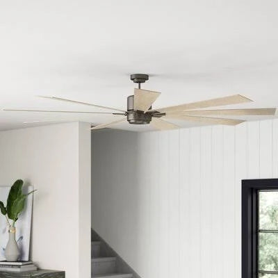 72x22 LED Ceiling Fan with Light Kit Pewter with Rustic Oak Blades W44569