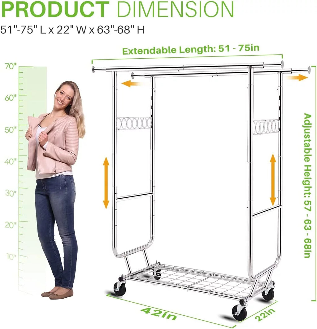 600 lbs Heavy Duty Garment Rack with Shelves T806