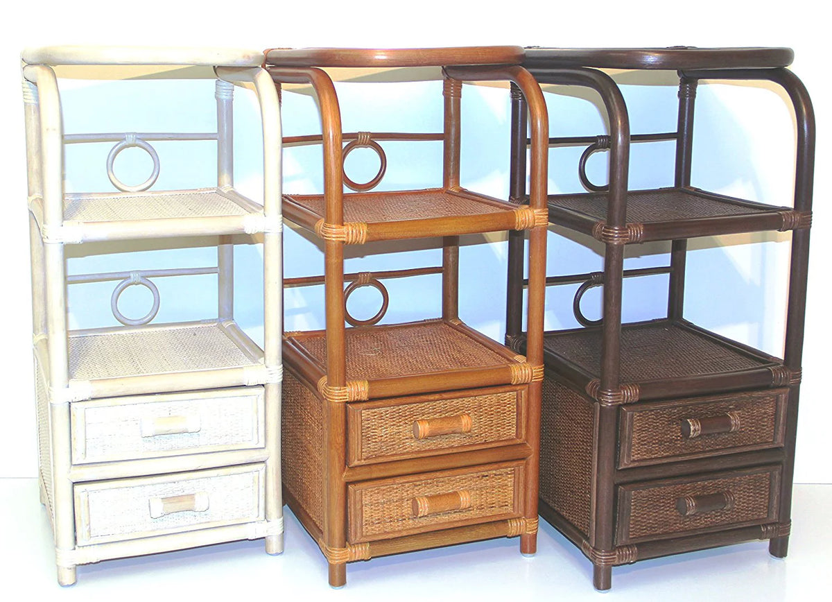 Rattan Wicker Bookcase with 2 Drawers K96330