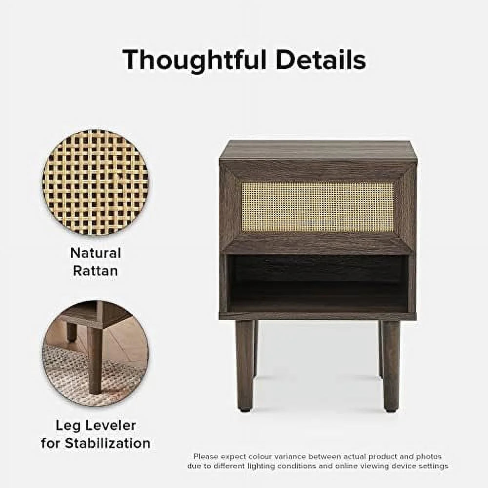 Charcoal Nightstand Set 2 with Drawers V663765