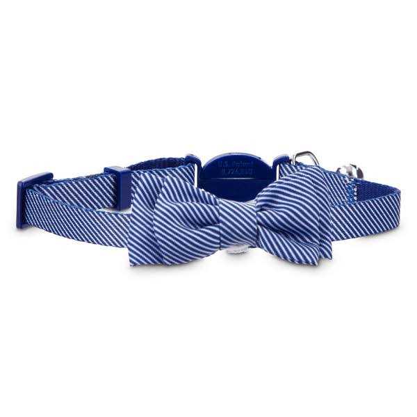 Blue Seersucker Breakaway Cat Collar D971