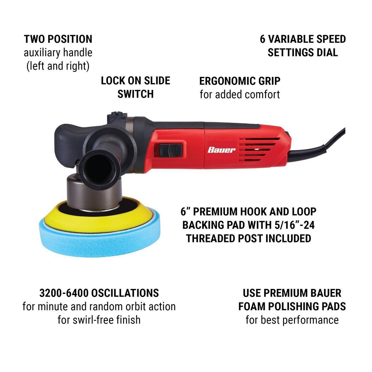 5.7 Amp 6 in. Random Orbit Polisher/Sander J532504