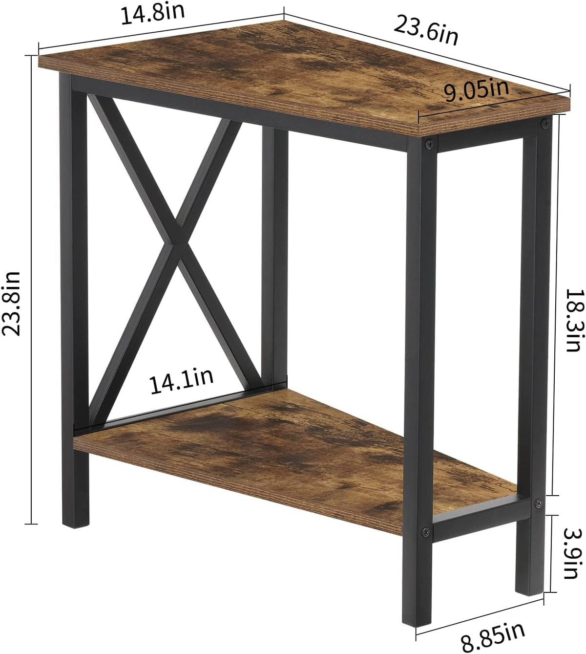 Wedge End Table with Storage Shelf F5854