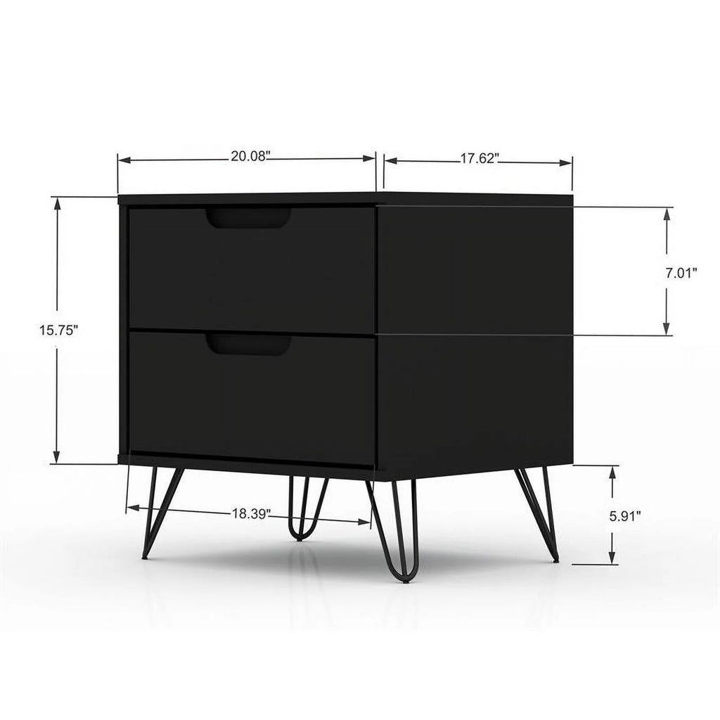 2-Drawer Black Engineered Wood Nightstand C990