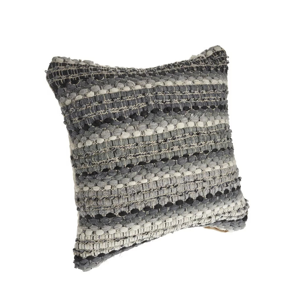 Neutral Cotton 18 inch Square Decorative Throw Pillow R328