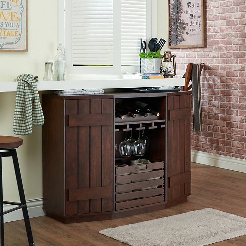 Vintage Walnut Slatted Bar Cabinet L94438