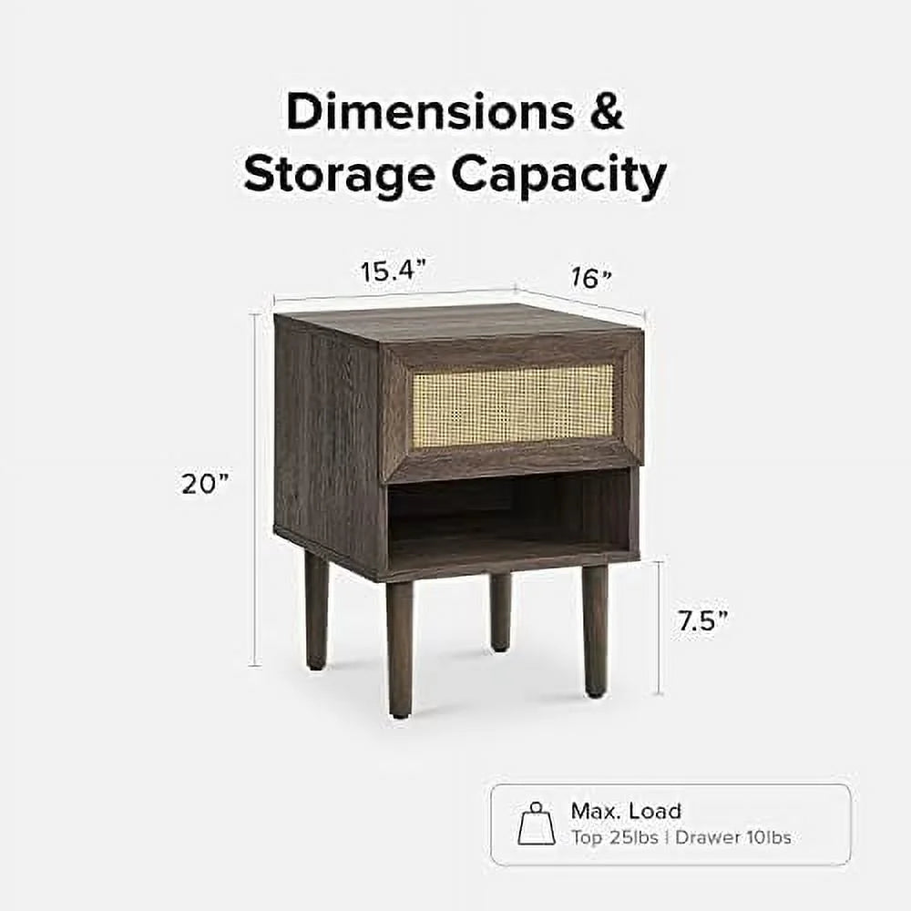 Charcoal Nightstand Set 2 with Drawers V663765