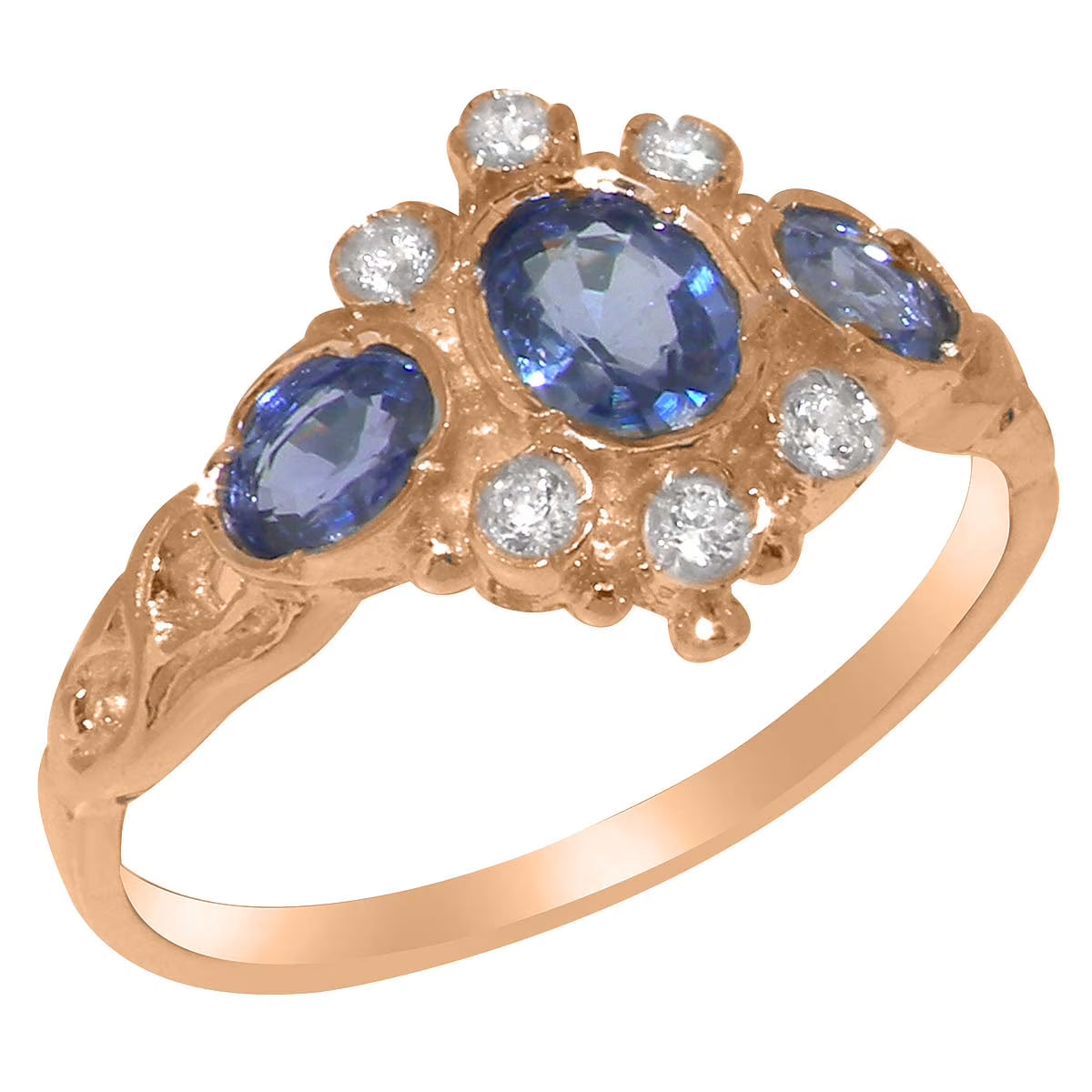 9k Rose Gold Natural Sapphire & Diamond Ring D470