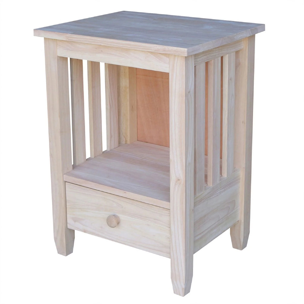 Solid Wood Unfinished End Table with Drawer Y77474