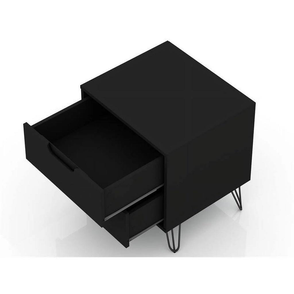 2-Drawer Black Engineered Wood Nightstand C990