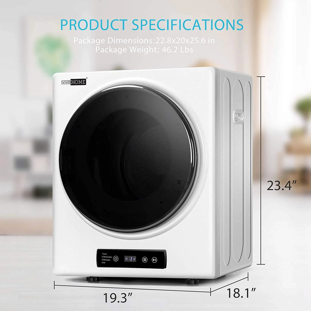 9lbs Portable Front Load Laundry Dryer Machine U219