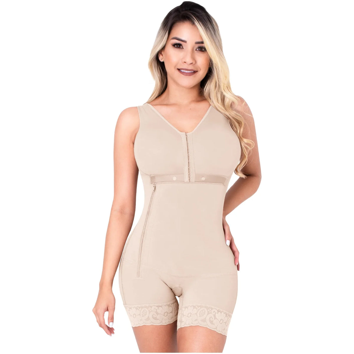 Beige XS Postpartum Girdle Shapewear Bodysuit O95276