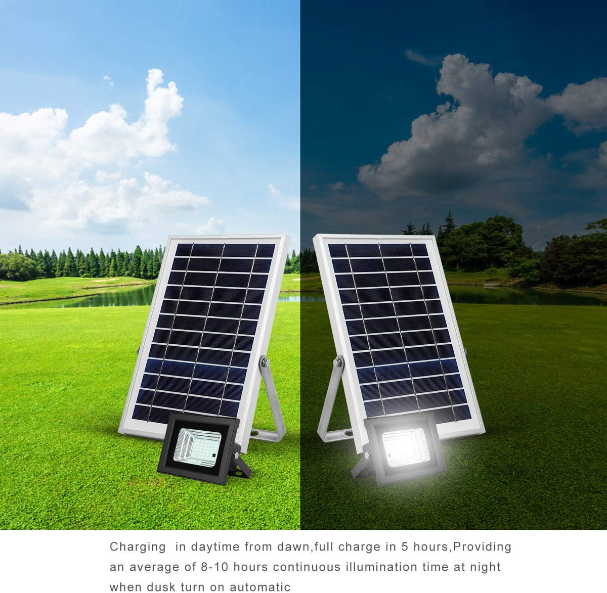 Dual 42 LEDs 6500K Dusk to Dawn IP65 Waterproof Solar Flood Lights O43131