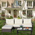 3 Piece Wicker Rattan Sectional Sofa with Beige Seat Cushions Z553869
