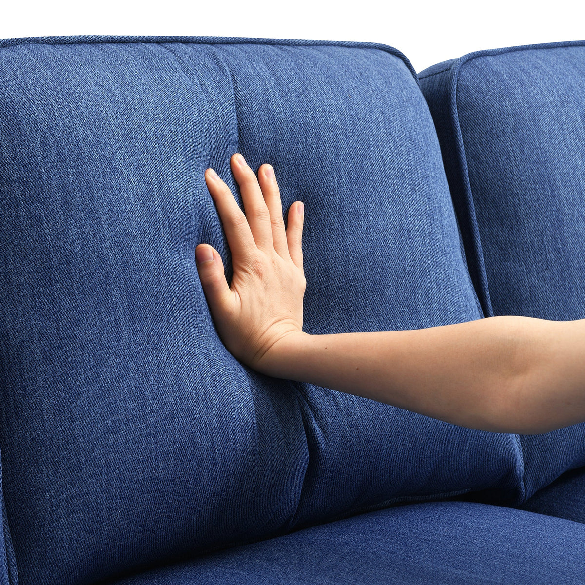 Blue Linen Fabric L-shaped Sectional Sofa I678108