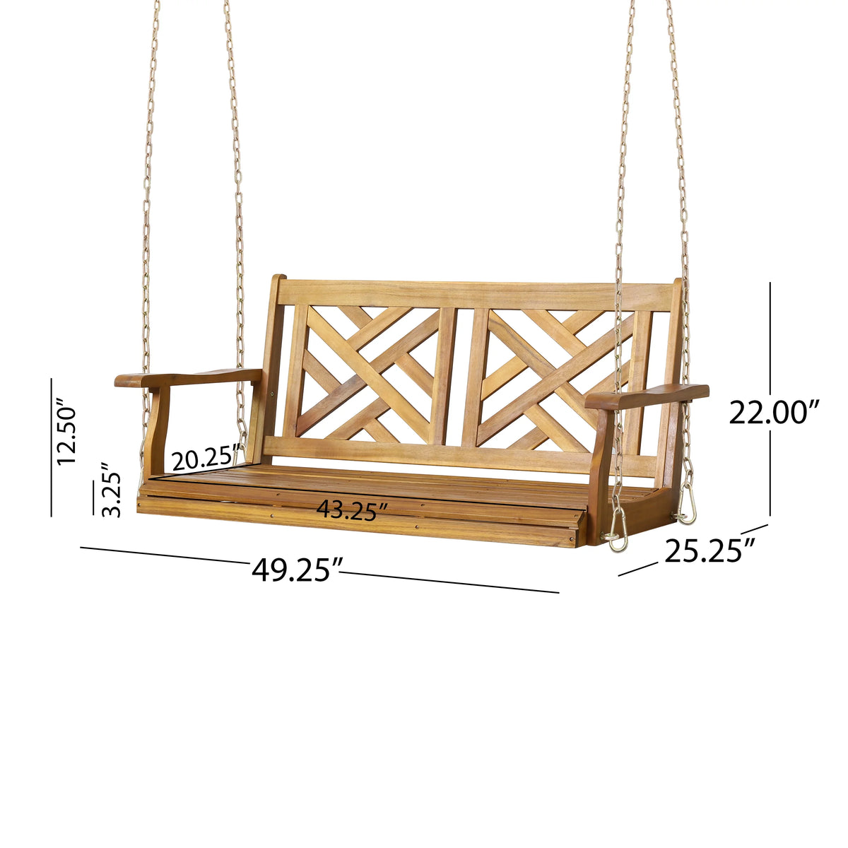 Acacia Wood Hanging Porch Swing U14711