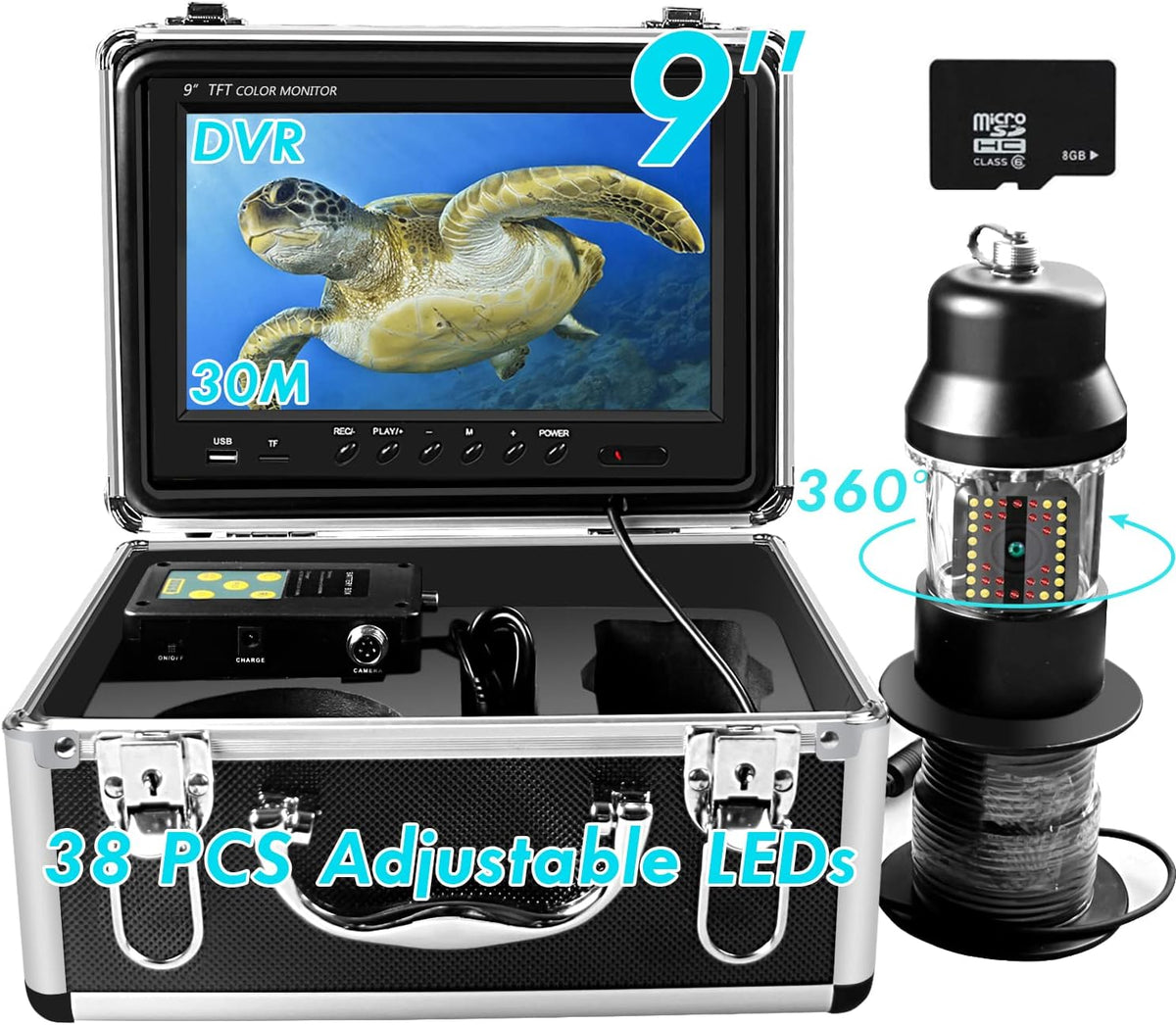 Waterproof 360° Rotating View Underwater Ice Fishing Camera with 9 inch LCD Monitor Q426315